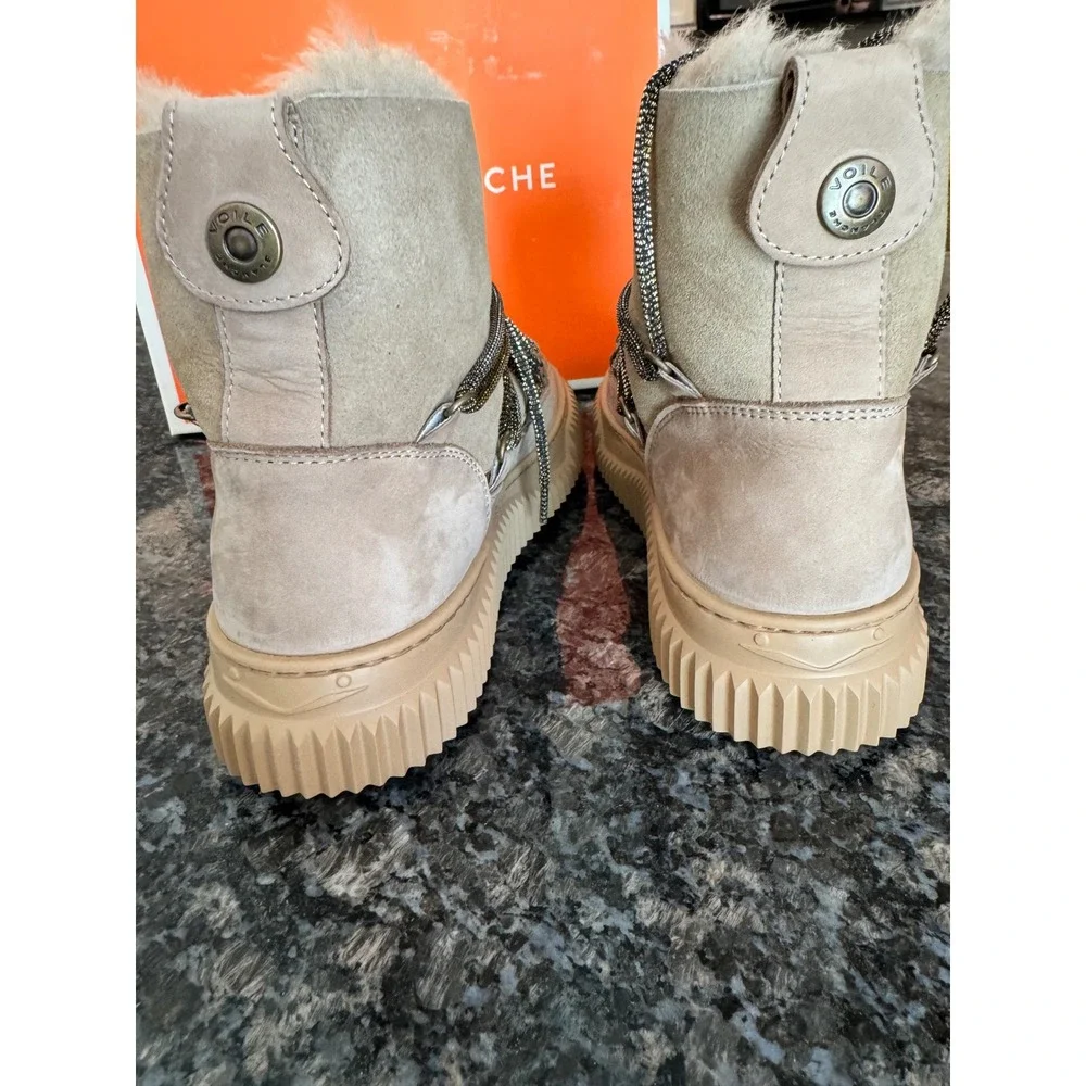 Voile Blanche Cortina Nubuck Shearling Boots‎ Beige Bronze Size 38 Sz 7.5
